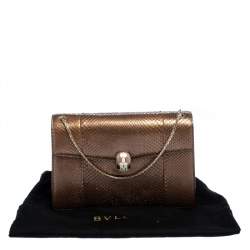 Bvlgari Bronze Python Medium Serpenti Forever Flap Shoulder Bag