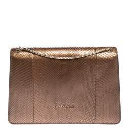 Bvlgari Bronze Python Medium Serpenti Forever Flap Shoulder Bag