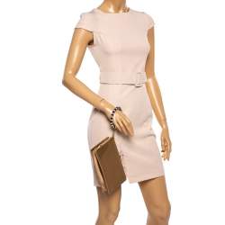 Pre Owned Bulgari Beige Satin Serpent Wristlet Clutch