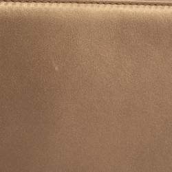 Pre Owned Bulgari Beige Satin Serpent Wristlet Clutch