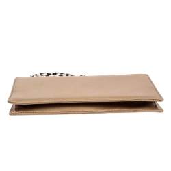 Pre Owned Bulgari Beige Satin Serpent Wristlet Clutch