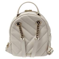 Bvlgari White Quilted Leather Serpenti Cabochon Backpack