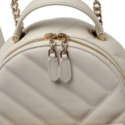 Bvlgari White Quilted Leather Serpenti Cabochon Backpack