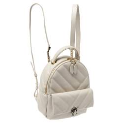 Bvlgari White Quilted Leather Serpenti Cabochon Backpack