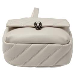 Bvlgari White Quilted Leather Serpenti Cabochon Backpack
