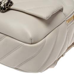 Bvlgari White Quilted Leather Serpenti Cabochon Backpack