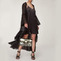 Pre Owned Bvlgari Silver/Gold Patent and Leather Leoni Shoulder Bag