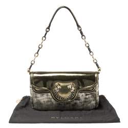 Pre Owned Bvlgari Silver/Gold Patent and Leather Leoni Shoulder Bag