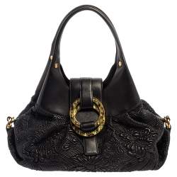 Bvlgari Black Leather Chandra Hobo