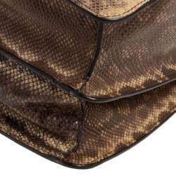 Pre Owned حقيبة كتف بلغاري كارونغ سيربنتي فور إيفر كبيرة بيج بقلاب 