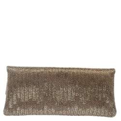 Pre Owned Bvlgari Beige Satin Monete Beaded Clutch