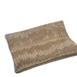 Pre Owned Bvlgari Beige Satin Monete Beaded Clutch