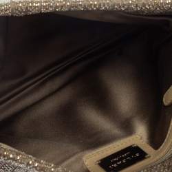 Pre Owned Bvlgari Beige Satin Monete Beaded Clutch