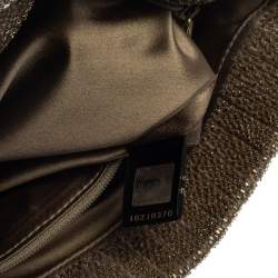 Pre Owned Bvlgari Beige Satin Monete Beaded Clutch