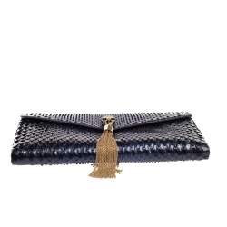 Pre Owned Bvlgari Ombre Midnight Blue Python Serpenti Cocktail Clutch
