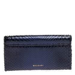 Pre Owned Bvlgari Ombre Midnight Blue Python Serpenti Cocktail Clutch