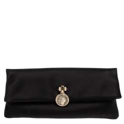 Bvlgari Black Satin Monete Clutch