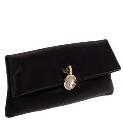 Bvlgari Black Satin Monete Clutch