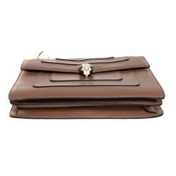 مملوكة مسبقًا حقيبة كتف بلغاري سيربينتي فوريفر جلد بني كبيرة