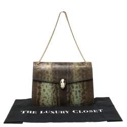 Pre Owned Bvlgari Green Karung Medium Serpenti Forever Shoulder Bag