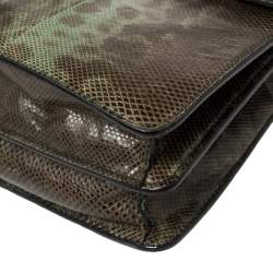 Pre Owned Bvlgari Green Karung Medium Serpenti Forever Shoulder Bag