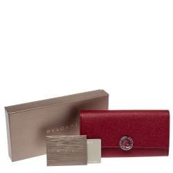 Pre Owned Bvlgari Red Leather Bvlgari Bvlgari Continental Wallet