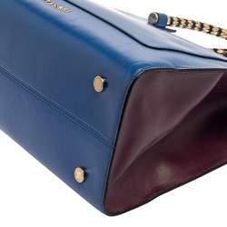 Bvlgari Blue/Burgundy Leather Serpenti Scaglie Tote