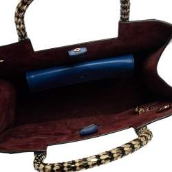 Bvlgari Blue/Burgundy Leather Serpenti Scaglie Tote