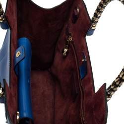 Bvlgari Blue/Burgundy Leather Serpenti Scaglie Tote