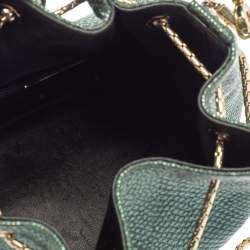 Pre Owned Bvlgari Metallic Green Karung Serpenti Forever Bucket Bag