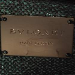 Pre Owned Bvlgari Metallic Green Karung Serpenti Forever Bucket Bag
