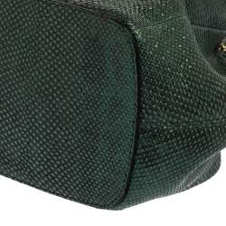 Pre Owned Bvlgari Metallic Green Karung Serpenti Forever Bucket Bag