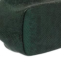 Pre Owned Bvlgari Metallic Green Karung Serpenti Forever Bucket Bag