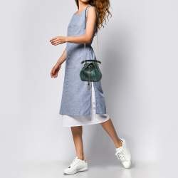 Pre Owned Bvlgari Metallic Green Karung Serpenti Forever Bucket Bag