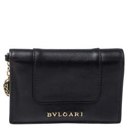 Bvlgari Black Leather Serpenti Forever Bifold Card Holder