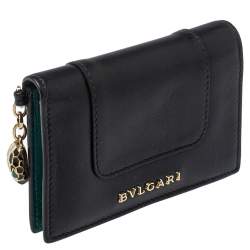 Bvlgari Black Leather Serpenti Forever Bifold Card Holder