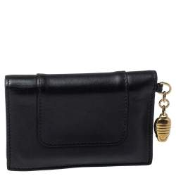 Bvlgari Black Leather Serpenti Forever Bifold Card Holder