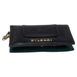 Bvlgari Black Leather Serpenti Forever Bifold Card Holder