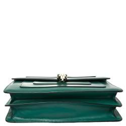 Pre Owned حقيبة كتف بلغاري غطاء قلاب سيربينتي متوسطة جلد سحلية خضراء