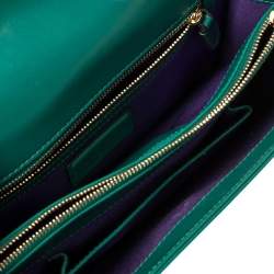 Pre Owned حقيبة كتف بلغاري غطاء قلاب سيربينتي متوسطة جلد سحلية خضراء