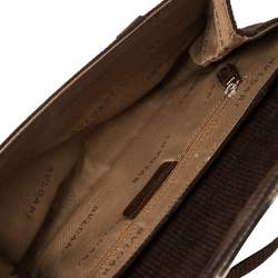 Pre Owned Bvlgari Mocha Brown Corduroy and Patent Leather Logo Flap Top Handle Bag