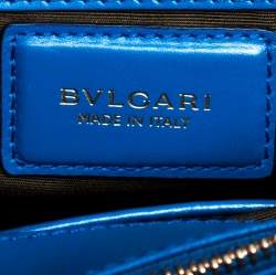 Pre Owned Bvlgari Blue Leather Medium Serpenti Forever Flap Shoulder Bag