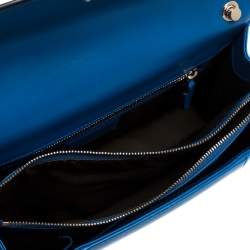 Pre Owned Bvlgari Blue Leather Medium Serpenti Forever Flap Shoulder Bag