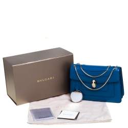 Pre Owned Bvlgari Blue Leather Medium Serpenti Forever Flap Shoulder Bag