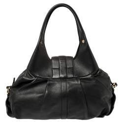 Pre Owned Bvlgari Black Leather Chandra Hobo