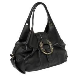 Pre Owned Bvlgari Black Leather Chandra Hobo