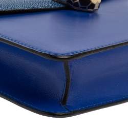 Pre Owned Bvlgari Blue Stingray and Leather Serpenti Forever Shoulder Bag