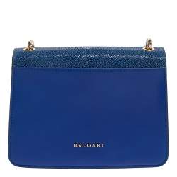 Pre Owned Bvlgari Blue Stingray and Leather Serpenti Forever Shoulder Bag