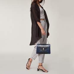 Pre Owned Bvlgari Blue Karung Medium Serpenti Forever Flap Shoulder Bag