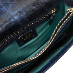 Pre Owned Bvlgari Blue Karung Medium Serpenti Forever Flap Shoulder Bag